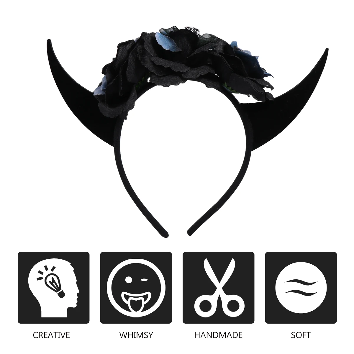 

Horn Headband Rose Hair Accessories Simulated Flower Halloween Costume Stylish Halloween Hair Accessories Durable Lightweight
