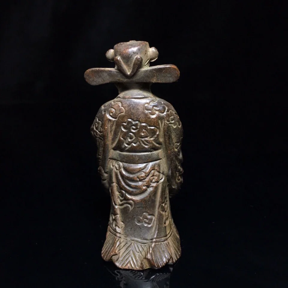 Old bronze pure copper, old copper ingots, bronze statue of God of Wealth, beckoning wealth