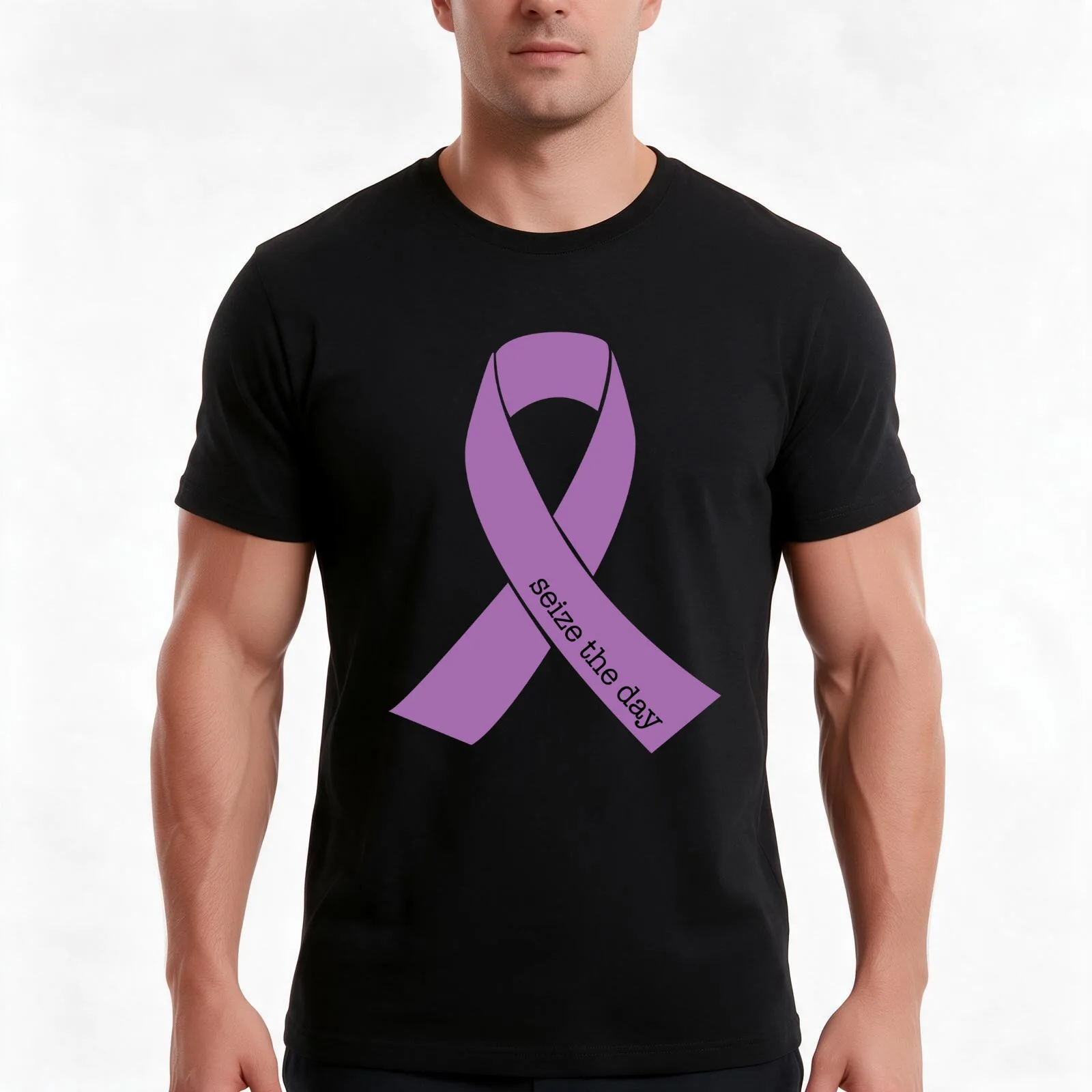 Seize the Day Epilepsy Awareness Ribbon T-Shirt, Summer Casual Cotton Tee, Oversized Streetwear Tops, Vintage Graphic Print