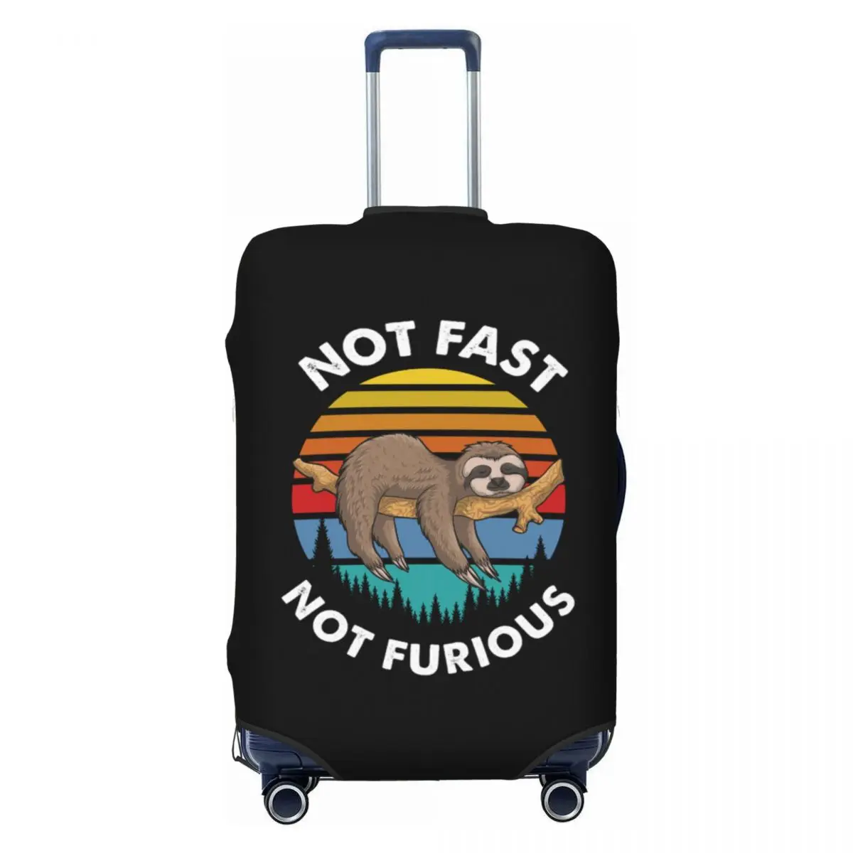 

Custom Retro Sunset Lazy Sloth Luggage Cover Protector Washable Travel Suitcase Covers