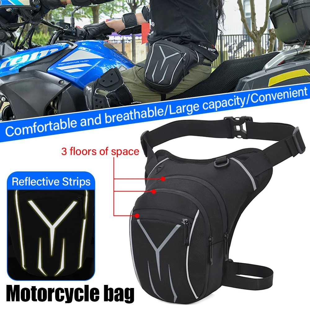 

Black Motorcycle Leg Bag Waist Bag Men's Crossbody Bag Sports Multifunctional Tactical Bag Waterproof Riding Equipment
