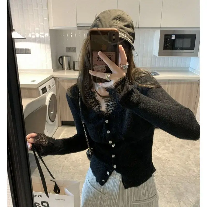 스웨터 점퍼 가디건 여성용 가디건 겨울 텍스처드 컴포트 디테일 릴랙스드 코티지코어 농촌풍 달콤 귀여운 OL