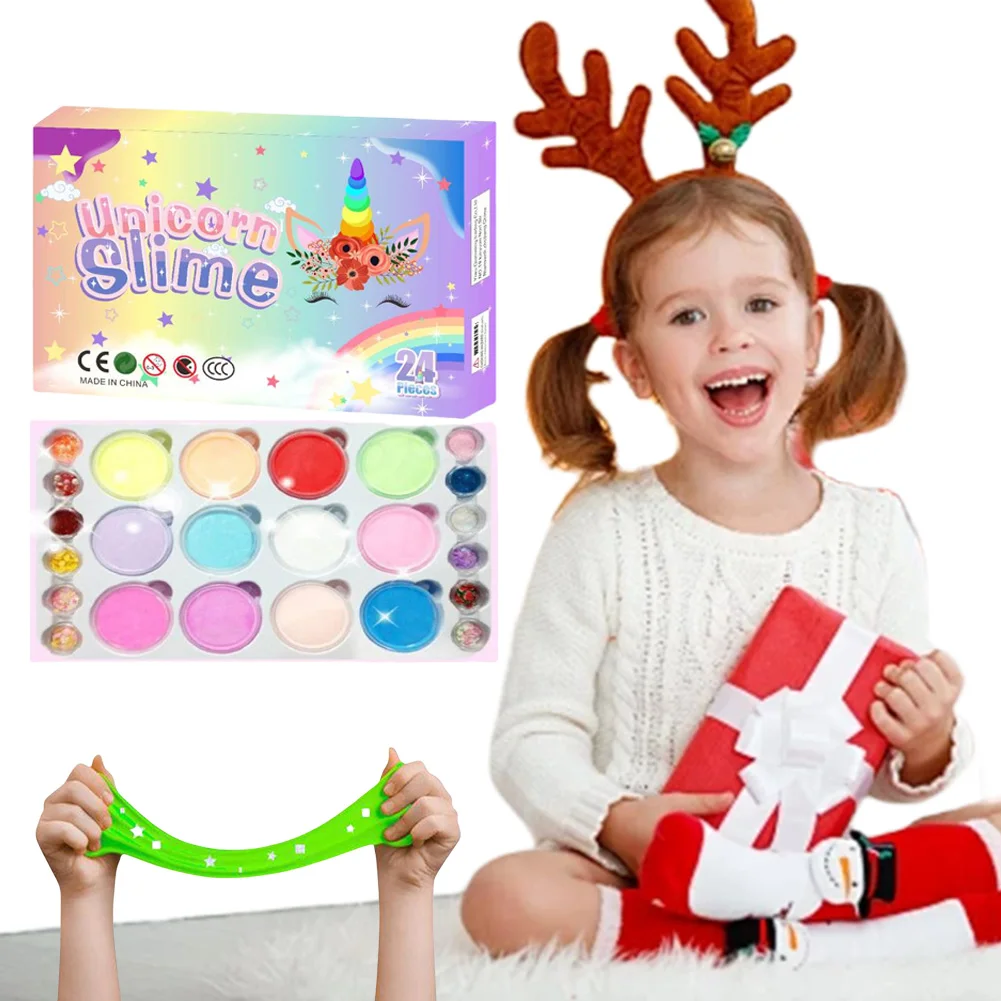 Slime Advent Calendar 2024 ปฏิทินจุติคริสต์มาส DIY Slime ทําชุดปฏิทินนับถอยหลังคริสต์มาสของเล่นสําหรับเด็กหญิงและเด็กชาย