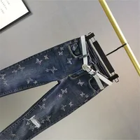 Spring Summer 2025 New Fashion Denim Pants Female Korean Version Elastic Rhinestones High Waist Jeans Pencil Pants 3