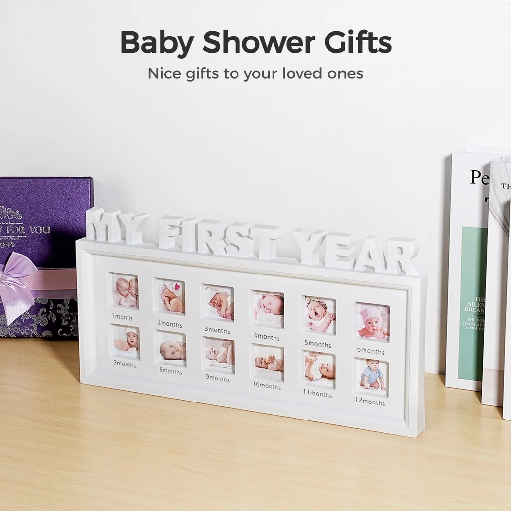 1Pc White Newborn Baby Picture Frame My First Year Newborn Keepsake Frame 12 Months Baby Shower Photo Frame For Memories Gift