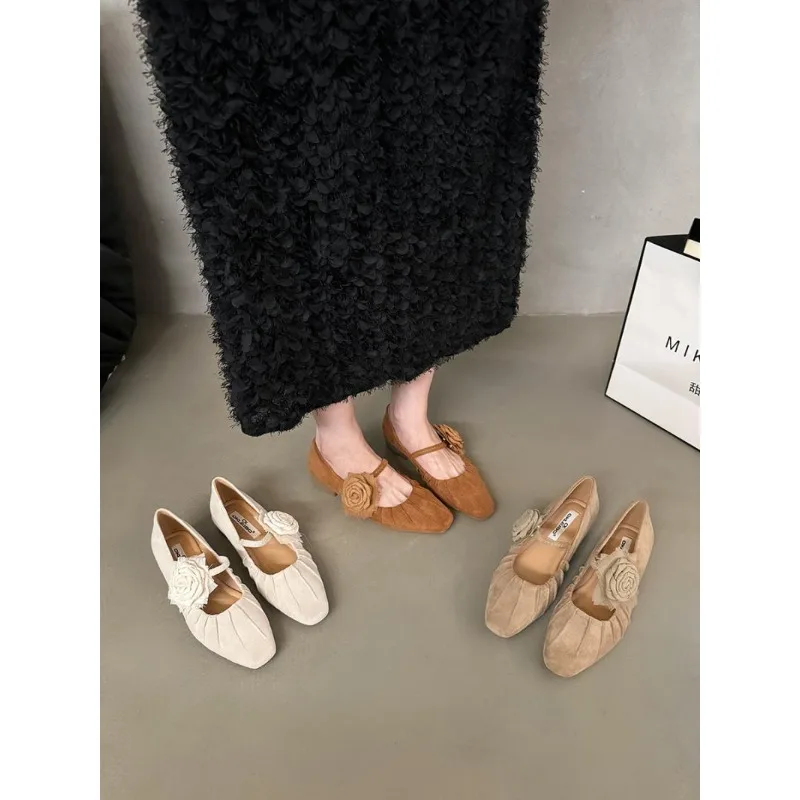 French Style Thick Heeled Shoes, Single Shoes for Women, 2025 New Style, Spring and Autumn Design, Mary Jane Scoop Single Shoes