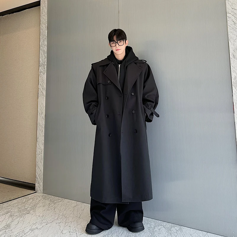 

Autumn Winter Thiened Pure Cotton Double-Row Button oulder Pad Men's Coat Sli Casual High-End Feelings Faionable