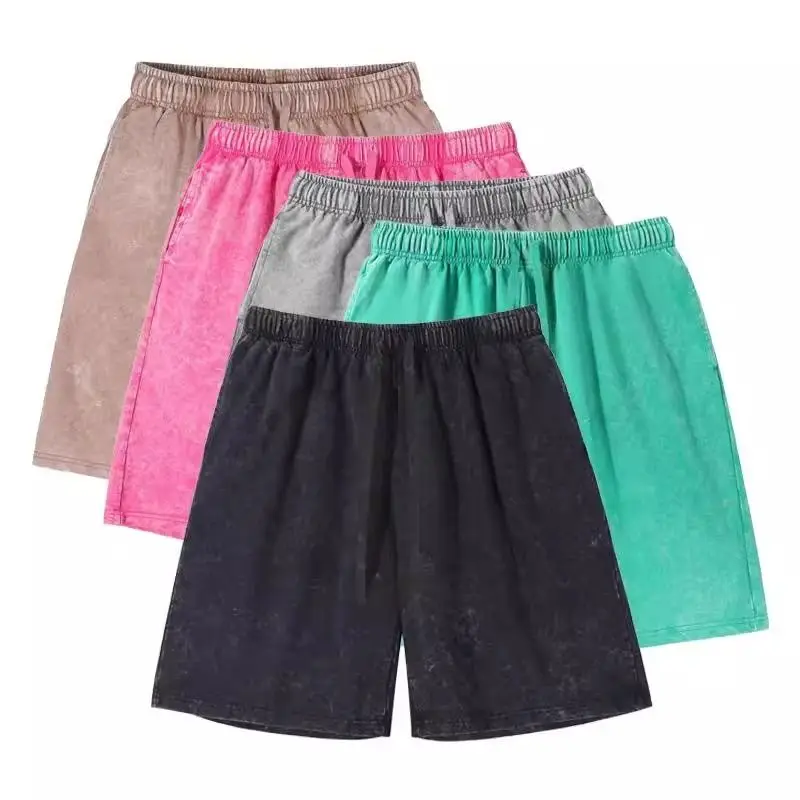 260g Vintage Washed Shorts for Men Casual Retro Women Baggy Pants Men's Clothing Summer Y2k Unisex Goth Streetwear Male Clothes