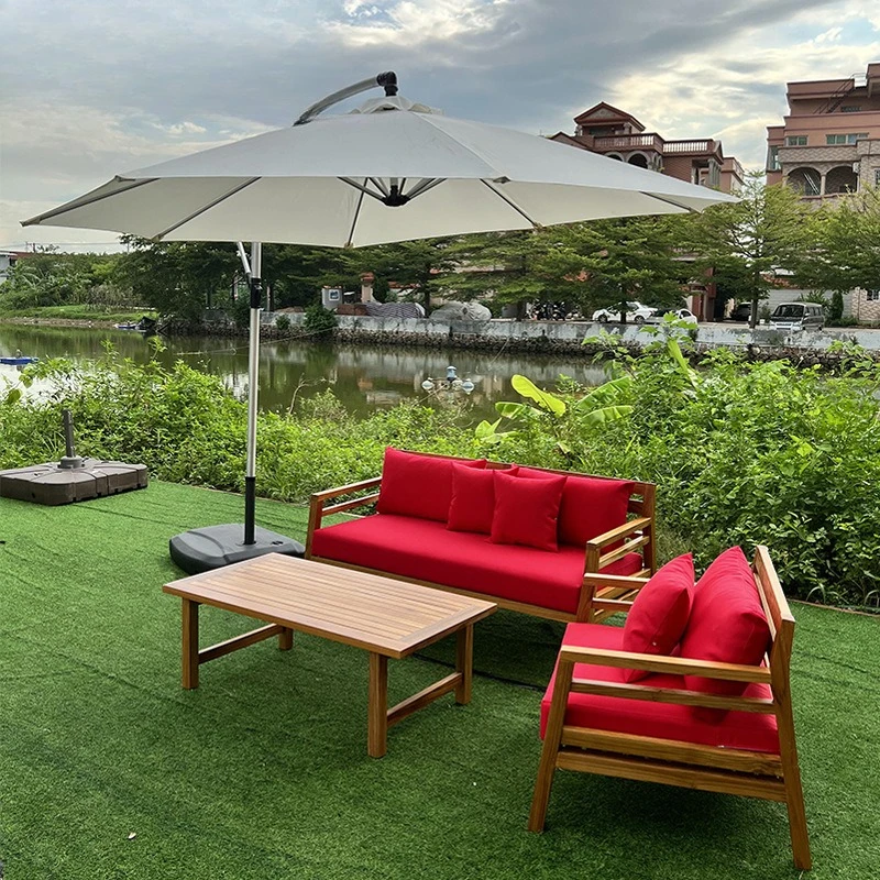 

Outdoor garden courtyard full solid wood teak sofa outdoor cafe creative waterproof sunscreen recliner combination