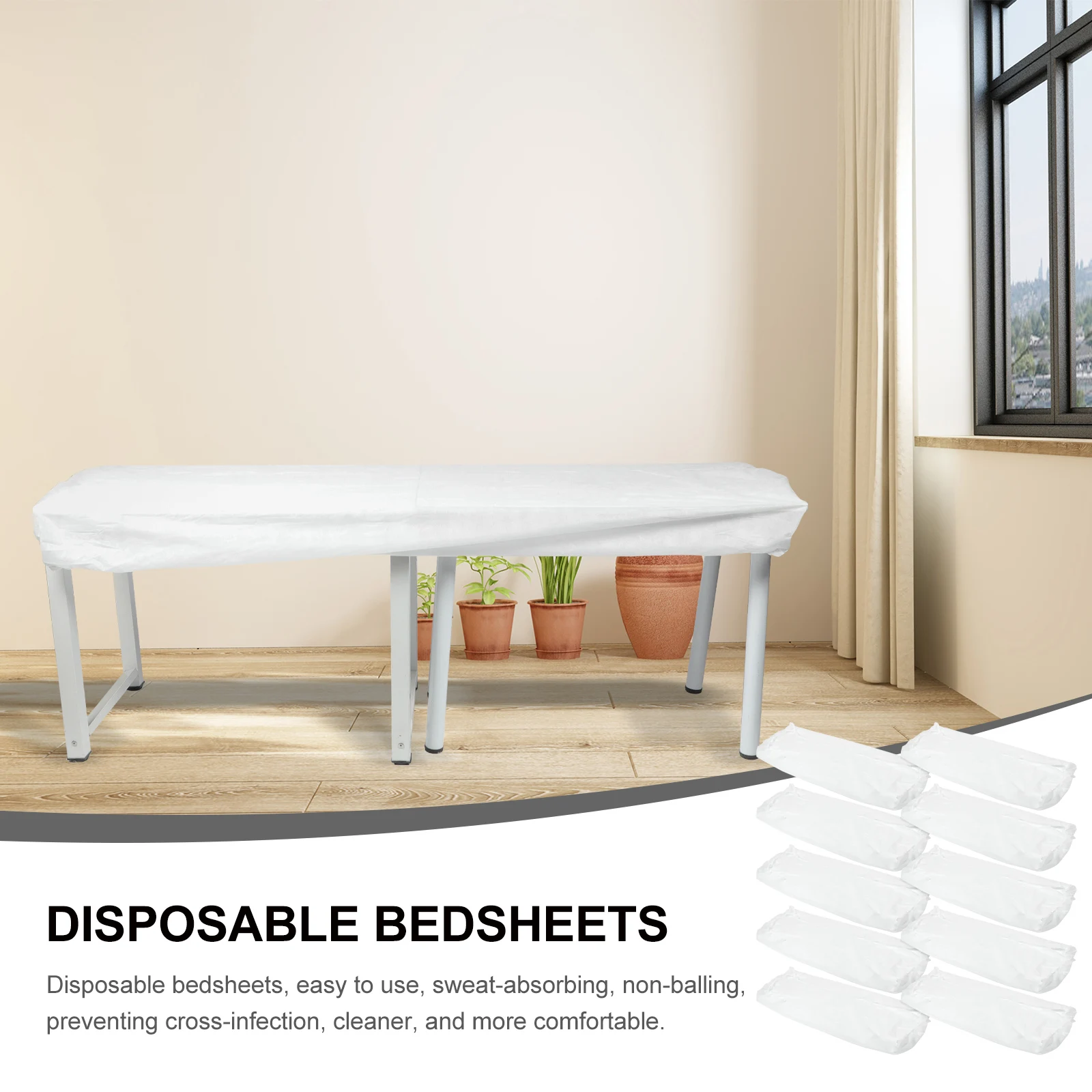 

10Pcs Disposable Bed Sheets Sweat Absorbing Nonballing for Beauty Salons Hotels Spas Massage Centers Lash Bed Cover Fitted
