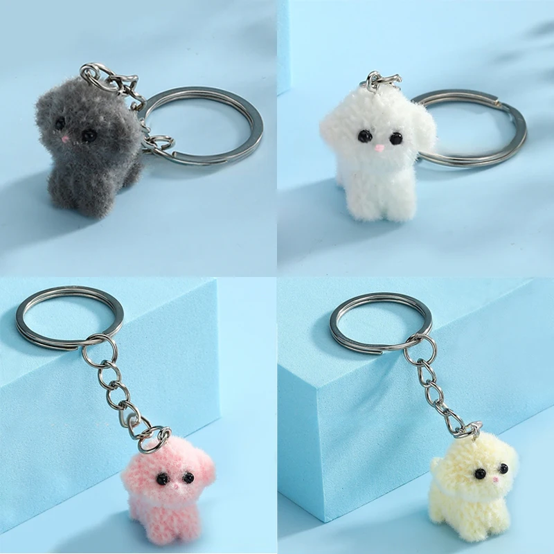 Cartoon Puppy Keychains Cute Dog Pendant Keyring For Women Girls Earphone Case Charm Backpack Decoration Accessories Gifts