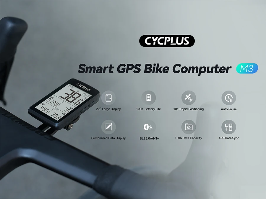 CYCPLUS M3 Fahrradzubehör GPS Fahrradcomputer Wireless ANT+ BLE 5.0 Wasserdichter Tachometer Radfahren Fahrrad Geschwindigkeit Cyclocomputer – Detail 1
