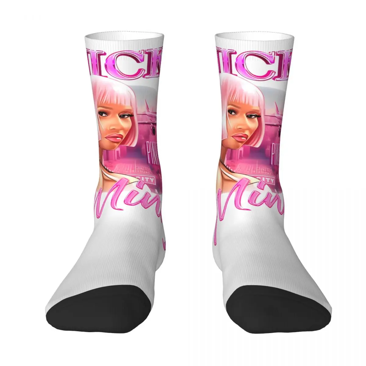 Nicki Minaj Socks Spring Queens of Rap in Gag Stockings Trendy Men's Soft Breathable Socks Graphic Running Sports Non Slip Socks