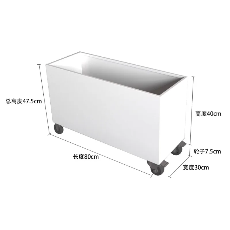 Metal outdoor flower box removable with wheels, planting box rust-proof, fence partition outside the shop,