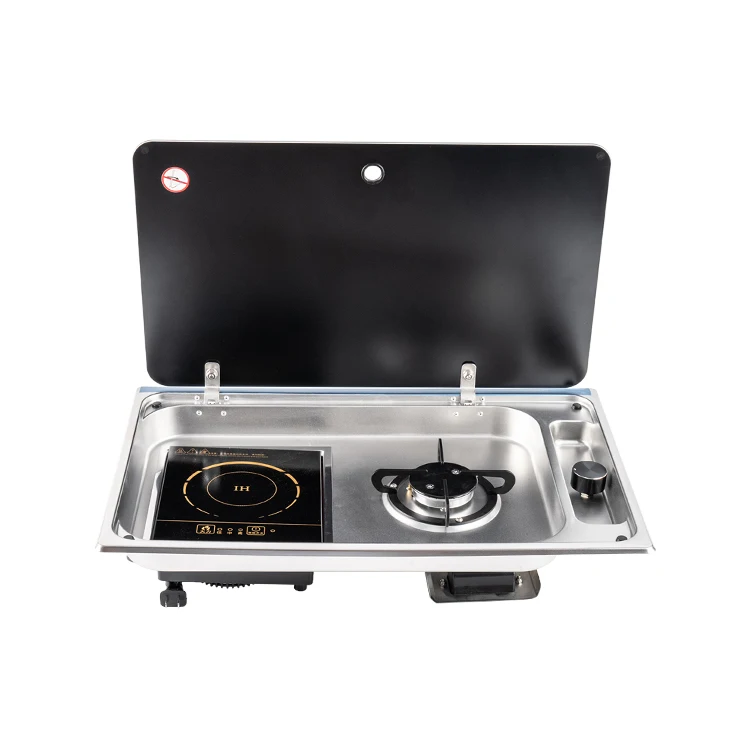JDA SS304 Built-in RV Gas Burner And Induction Cooktop Cooker Combine For Camper Van RV Caravan Motorhome Boat