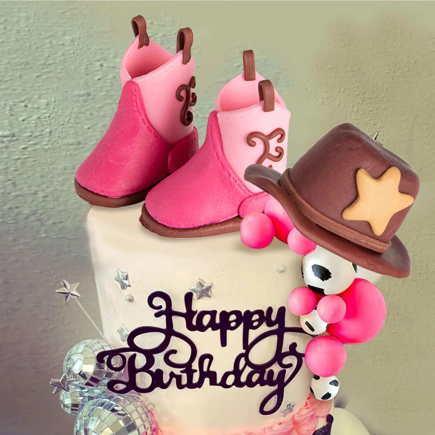 3Pcs Brown Cowboy Hat Boot Cake Toppers Cowboy Western Cowgirl Cake Decorations Birthday for Western Theme Party Favors Supplies