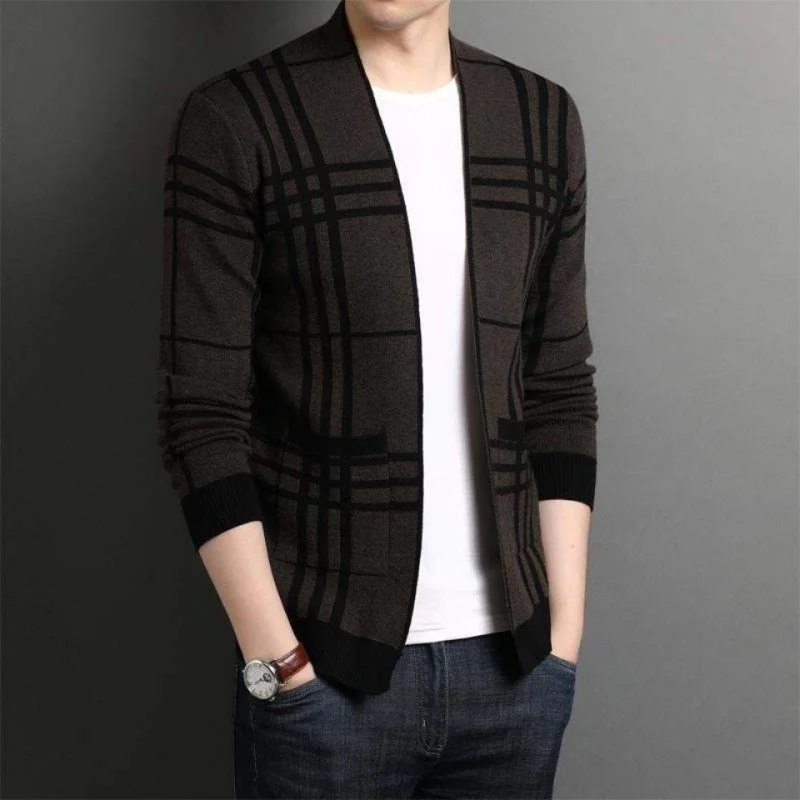 

Мужская плотная вязаная куртка в корейском стиле, осенний свитер, маленькая модная куртка