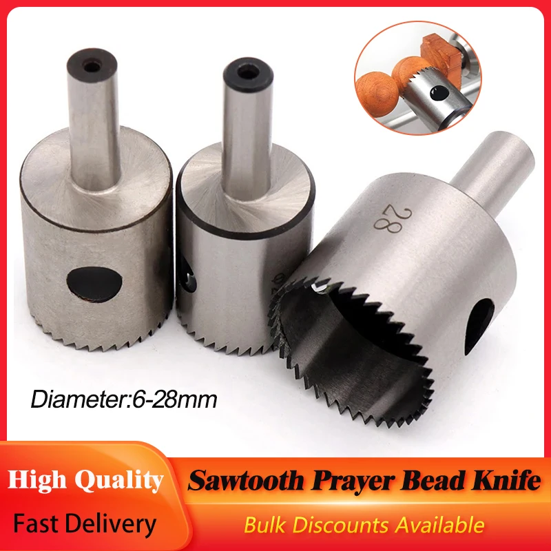 

1Pc 6-28mm Serration Ball Knife Saw Hole Drill Bit With Teeth HSS Steel Milling Cutter Round Buddha Beads Wood Ball Turning Tool