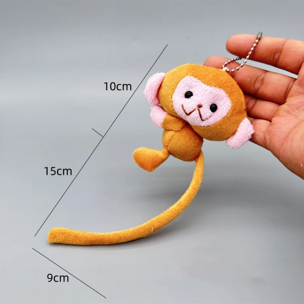 漫画ロングテールモンキー人形キーチェーンペンダント DIY ぬいぐるみ人形キーホルダーバックパックペンダントアクセサリーギフト子供のための