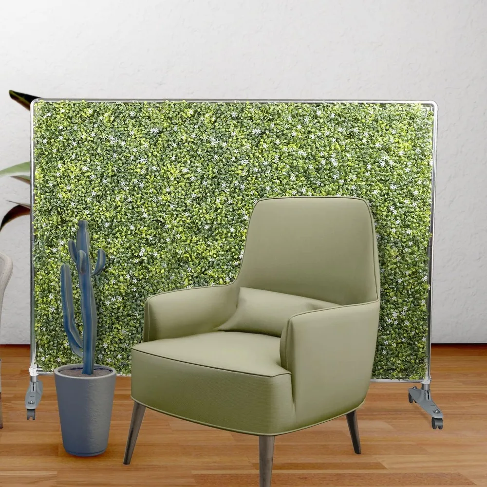 مقسم الغرفة 60 بوصة Hx60 W قسم غرفة الحائط المحمول ذو التحوط الصناعي، لوحات خشب البقس الخضراء سياج شاشة الخصوصية قائمة بذاتها #5