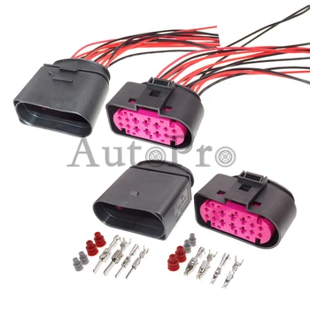 1 Set 14 Loch Auto Männlich Weiblich Kabelbaum Sockel Für Audi VW 1J0973737 1J0973837 Auto LED Scheinwerfer Hybrid Stecker