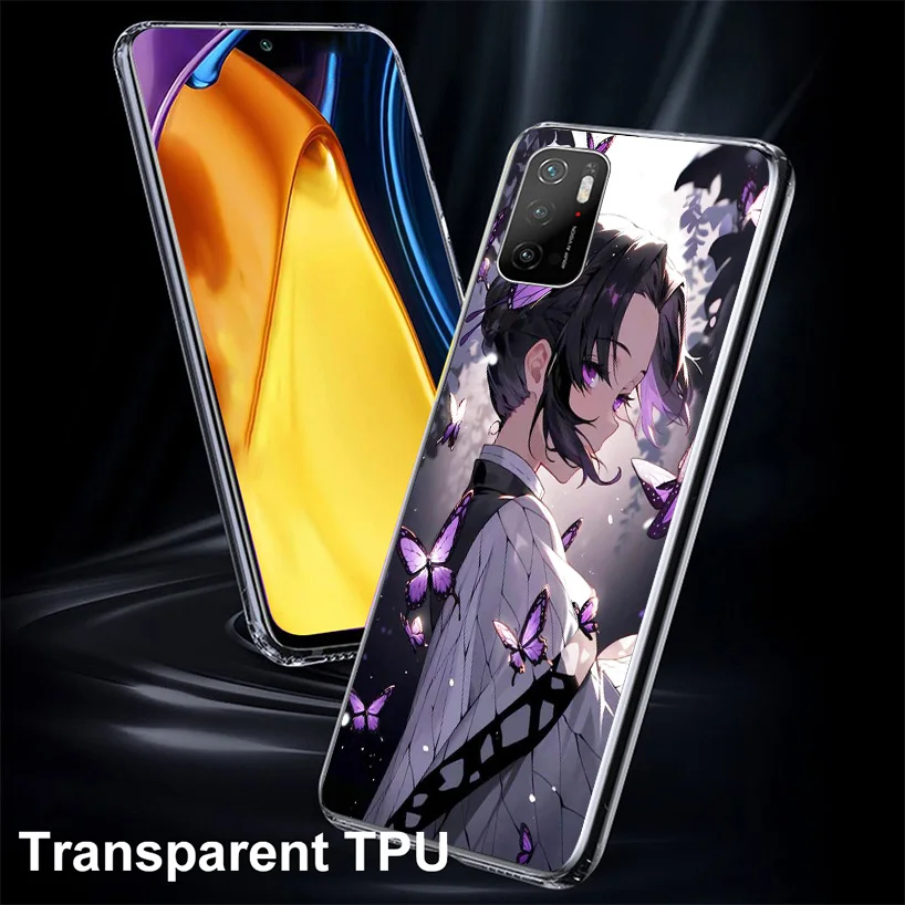 Demon Slayer Kochou Butterfly Phone Case For Xiaomi Poco X6 X5 X4 X3 Nfc F6 F5 Pro F4 Gt F3 F2 F1 M5S M4 M3 Personalized Print C