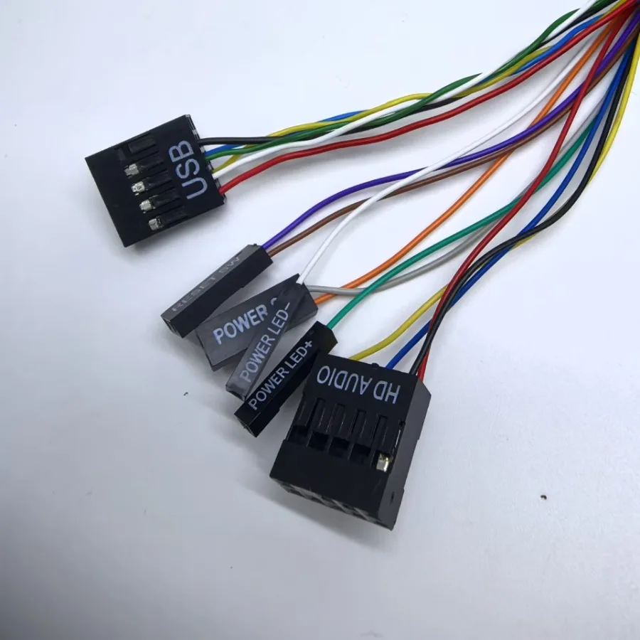 コンピュータ電源リセットケーブル デスクトップオンオフスイッチボタン LEDステータスライト マイク マイクヘッドセット 2ポートUSBオーディオマウントブラケット