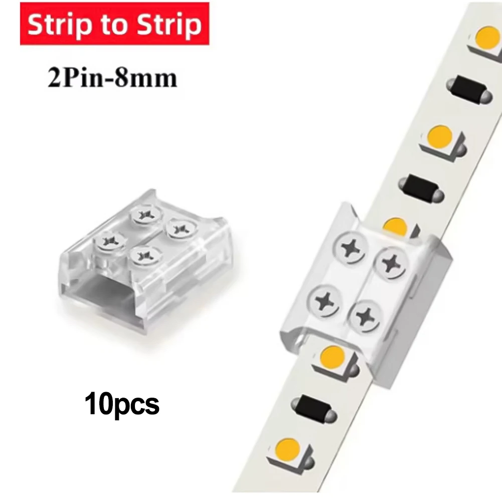 10Pcs LED Strip Connector Screw Fixing Connection Terminal LED Solder Fre-e Connector Joint 2P 8MM 10MM Electrical Wire Access