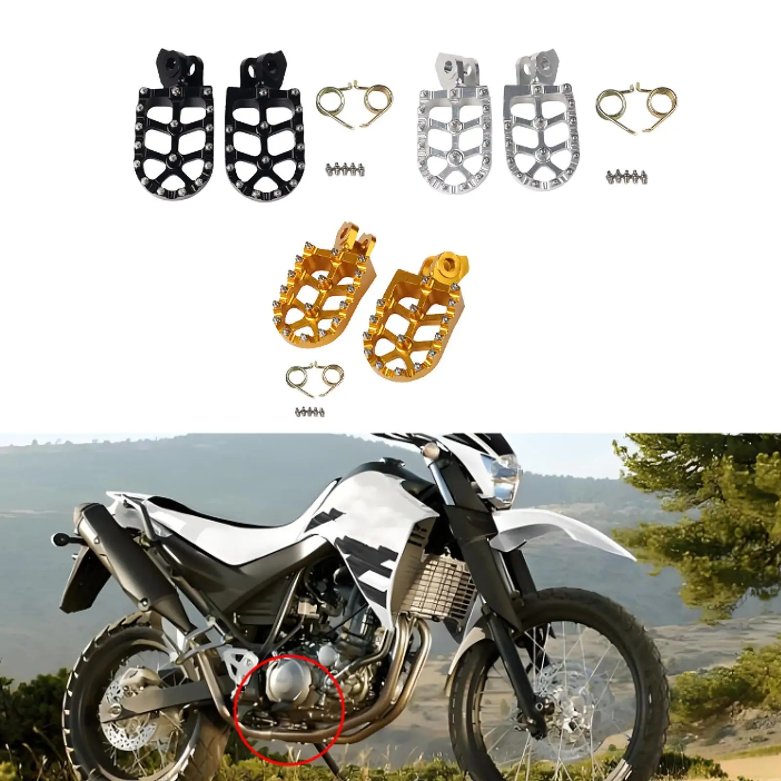 

Motorcycle Foot Pegs Sturdy Stable Wide Footpegs for Rmz250 2010-2019
