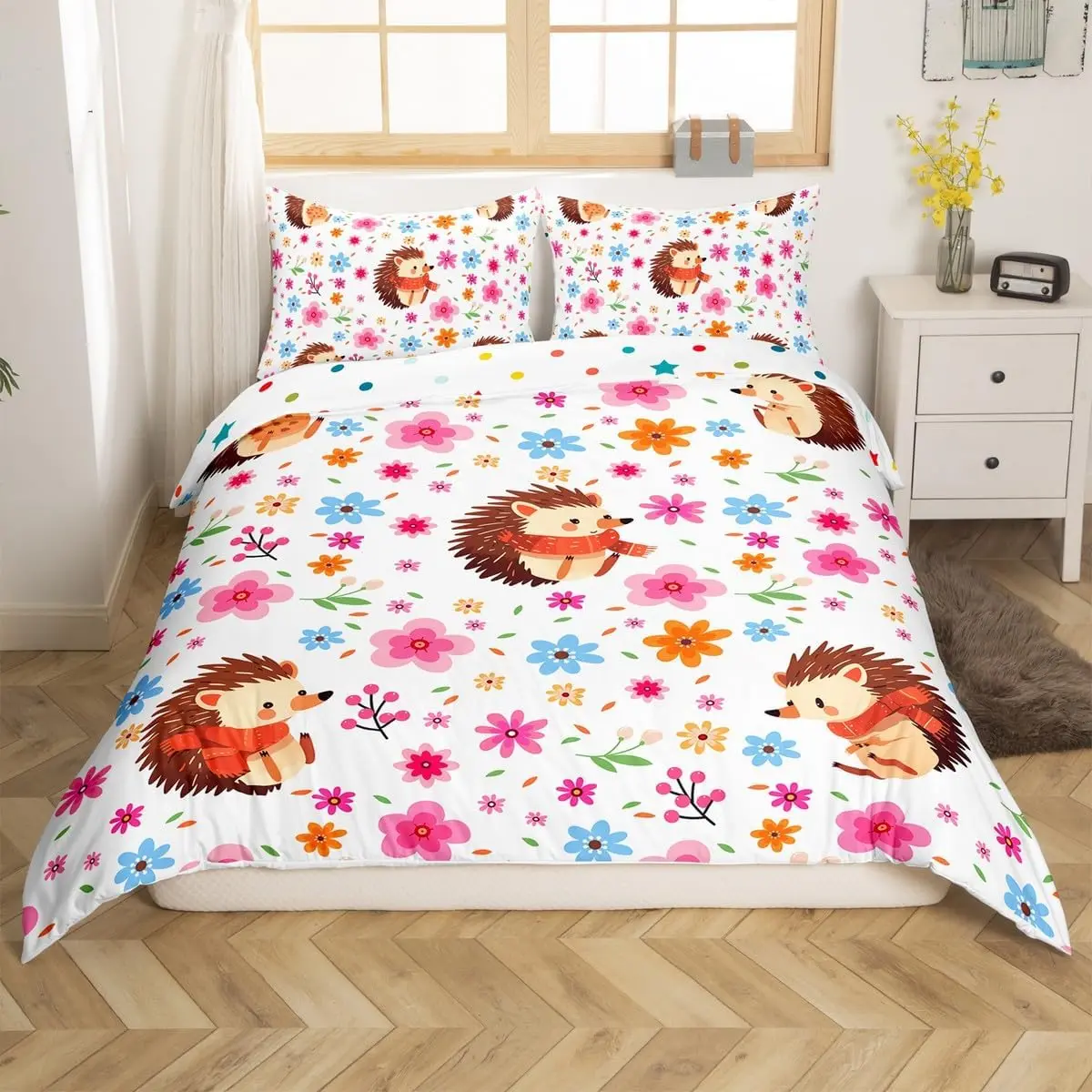 الدوبامين الملونة غطاء لحاف مطبوع الملكة الملك لطيف الحيوان غطاء لحاف طقم سرير أطفال بنات بنين 3 قطعة مع 2 سادات