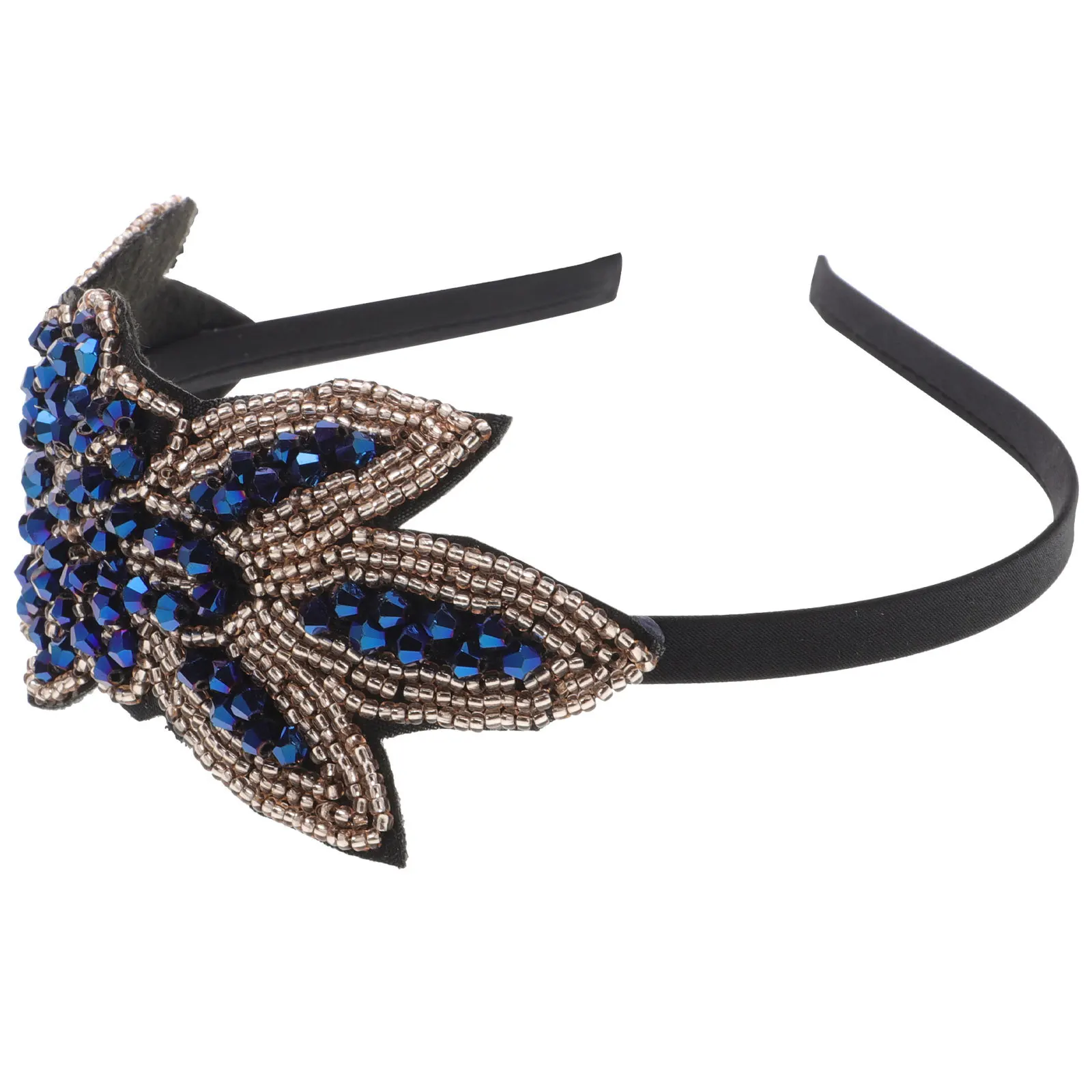 

Beaded Headband 1920S Style Premium Party Hair Hoop for Bride Girls Event Headdress Blue Secure Fit Comfortable