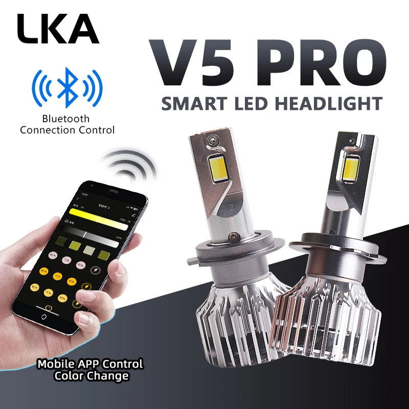 

LKA LED Headlight H4 H7 Tricolor Bluetooth APP Control 3000K 4300K 5500K H4 H7 LED H1 H11 HB3 HB4 9012 Auto Bulbs LED Lights