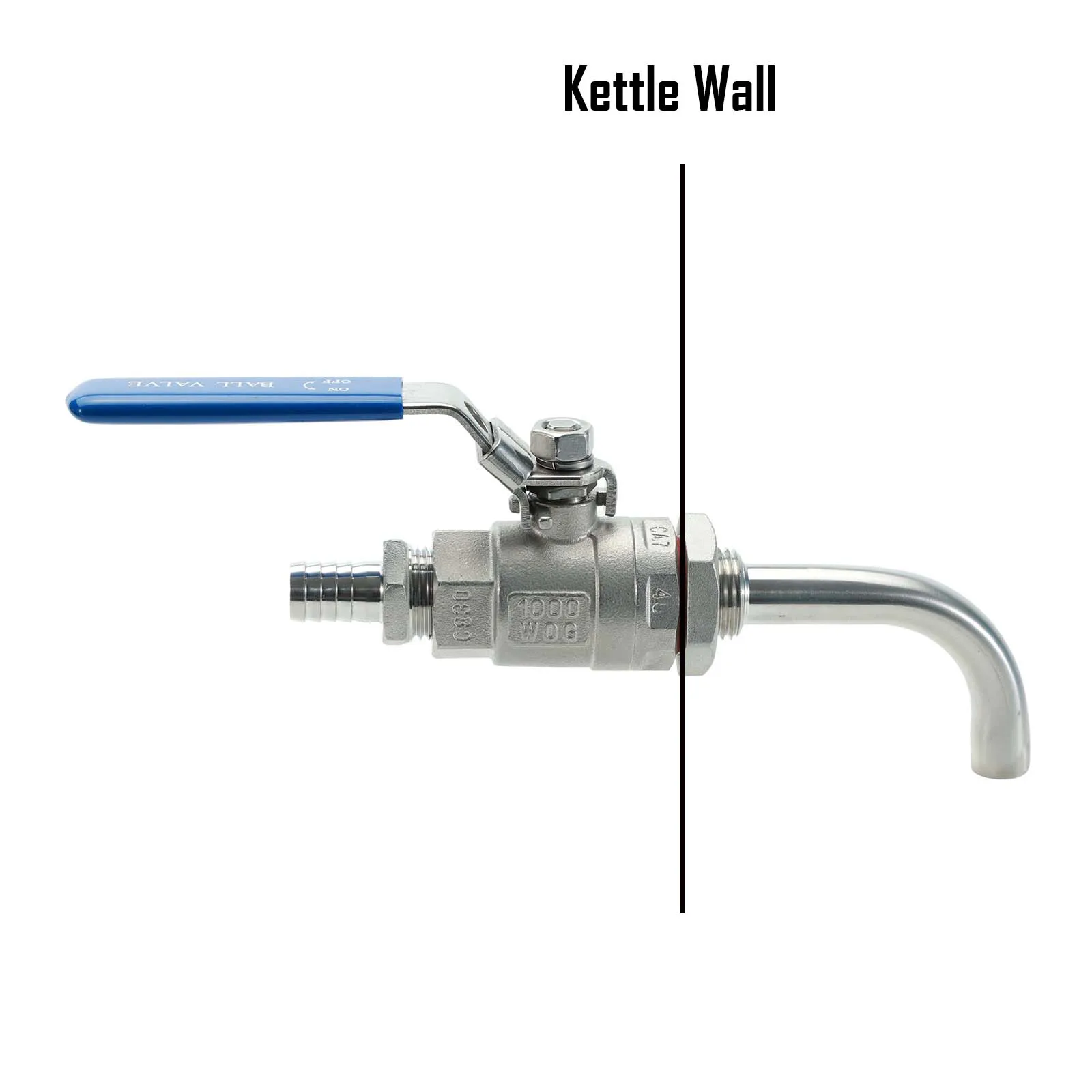 Zespół zaworu kulowego True Weldless Brew z rurką pobierającą Ez Stal nierdzewna 304 Dopasowana dociskowa rura zanurzeniowa 13/16" Otwór wymagany 1/2"NPT