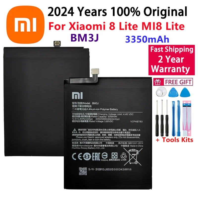 

2024 Years Orginal Phone Battery BM3J For Xiaomi 8 Lite MI8 Lite High Capacity Polymer Replacement Battery 3350mAh Fast Shipping