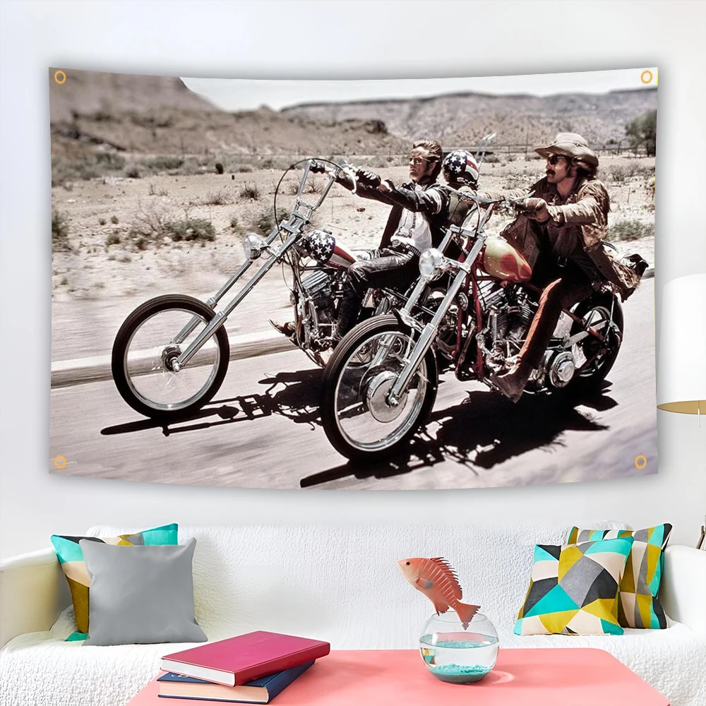 90X150CM Easy Motorcycle Riders Poster Flag Wall Hanging Tapestry Room Decor Double penetration for Room Decor Dormitory Decor