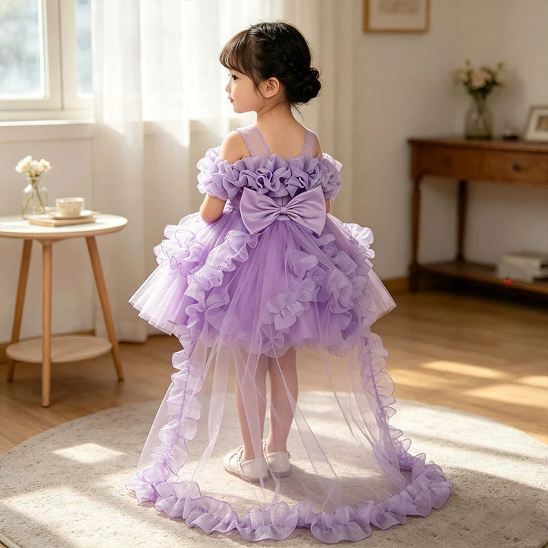 2026 Fashion Flower Girl Dresses for Weddings Lace Mesh Sleeveless Pageant Princess Ball Gown Summer Kids Birthday Dress 1-7 Y