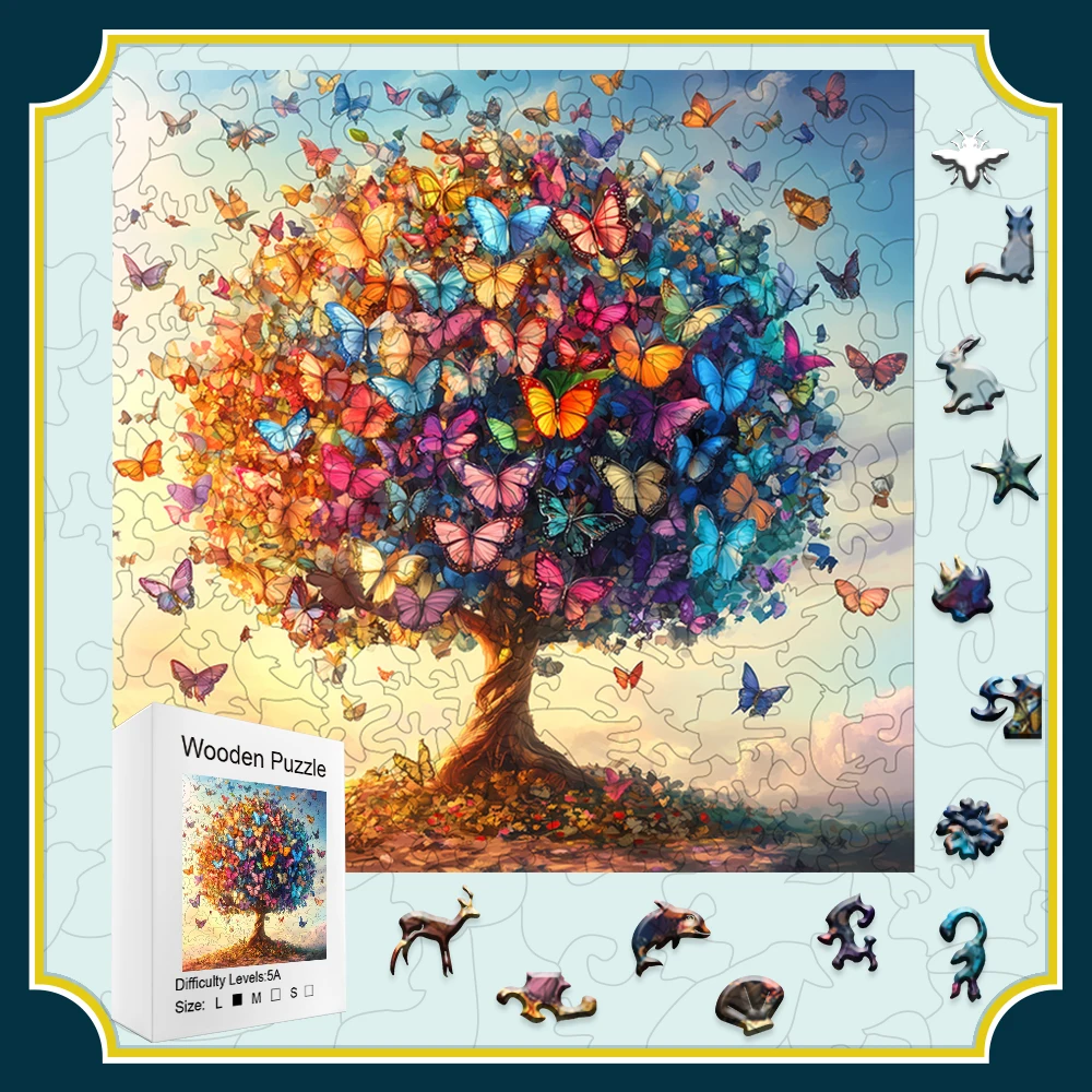 

Деревянный пазл премиум-класса для взрослых | Потрясающие реалистичные произведения искусства с цветами и бабочками | Настенный декор «Дразняние мозга» и «Бабочка» | Фаркон