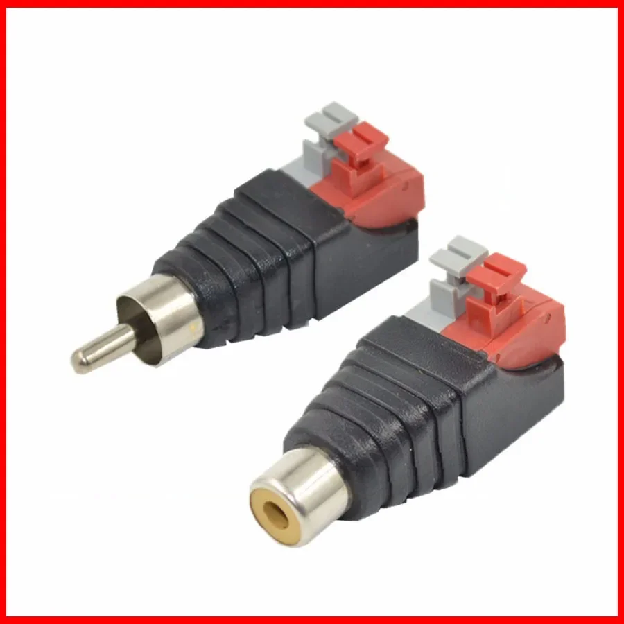 1Pair RCA Audio Plug Socket Pressed Female Male DC Power Plugs Jack Connector Adapter For Coaxial Signal Conversion Tuning Line