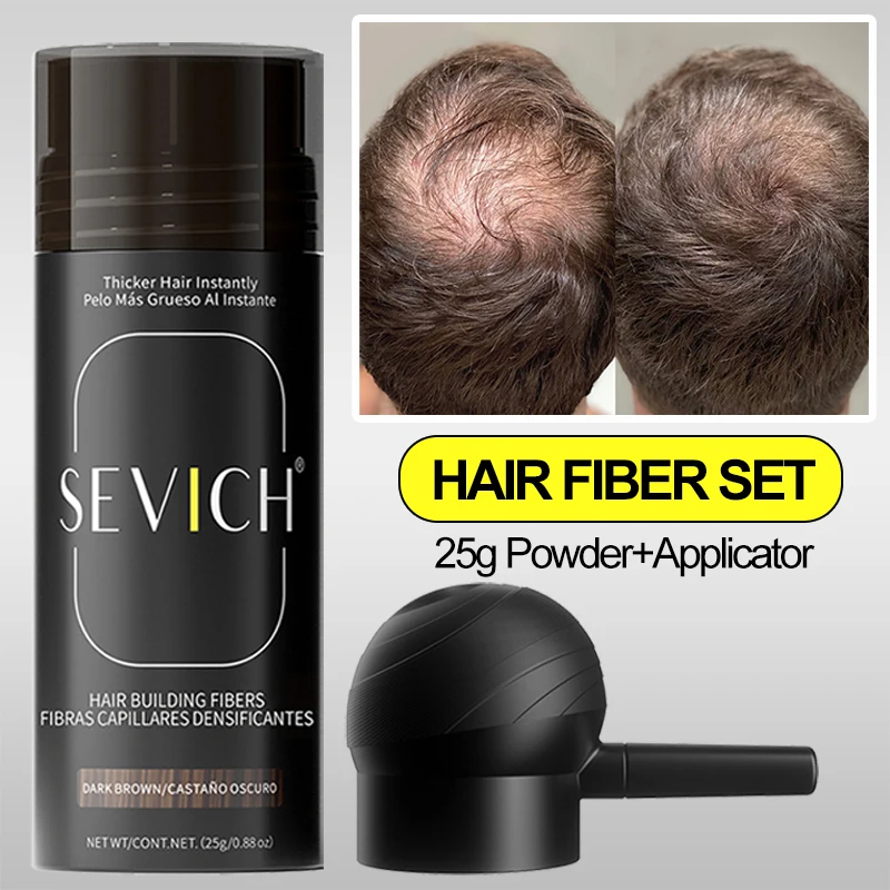 Hair Fiber Powder Instant Thickening Fiber Set 25g Men's Natural Hair Dense Fibers Spray For Balding Areas Fills With Applicator