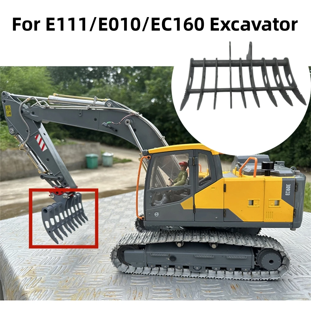 Metal Rake Bucket for E111/E010/EC160 Hydraulic Excavator Scarifier Accessories Toy Excavator Model Parts Weeding Harrow