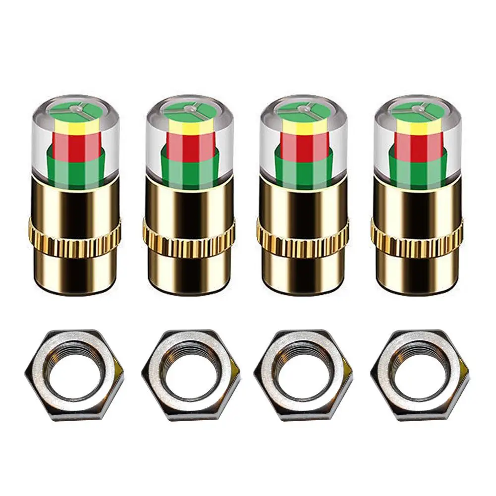 2/4pcs Tyre Pressure Monitor 3 Color Eye Alert Car Pressure Monitor Detection Tire Valve Dropshipping Indicator Sensor Cap W1Q9