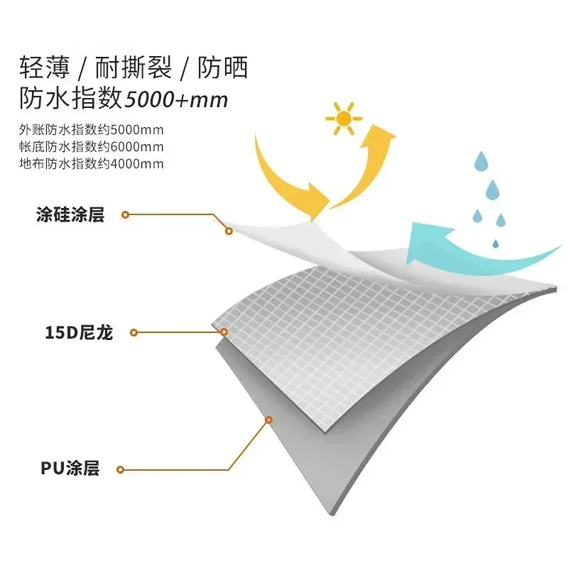 Poleless Tent 3 Seasons 4 Seasons Professional 15D 2 Persons Outdoor Ultralight Camping Tent view 5