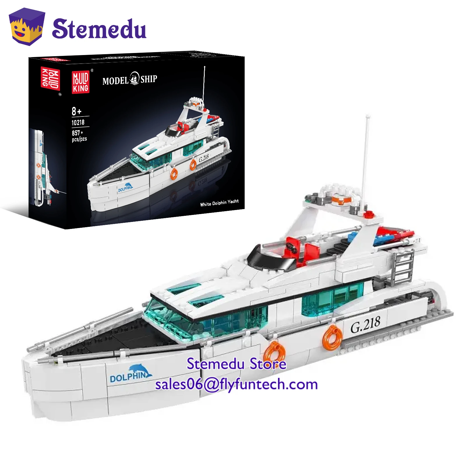 

Mould King 10218 Ship 857pcs White Dolphin Yacht Model Building Blocks Bricks Children's Educational Assembly Toy Birthday Gift