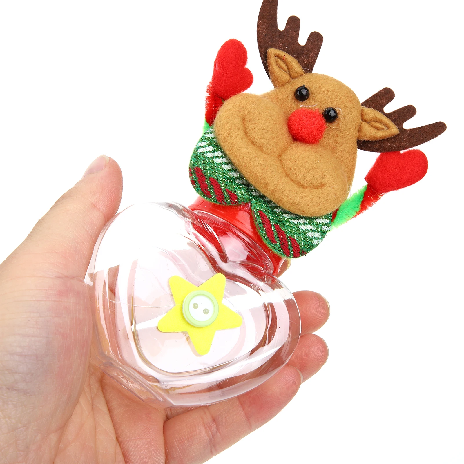 

6pcs Christmas Favor Heart Bottles For Candy Treats Jewelry Small Party Supplies Gift Boxes Jar Wrapping Containers Festive