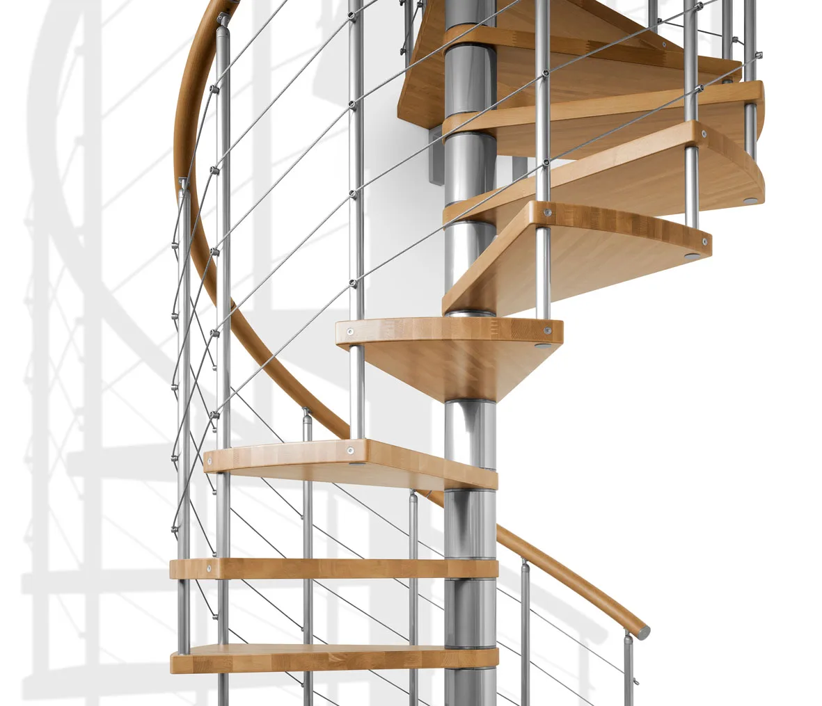 سلالم حلزونية مخصصة من خشب البلوط درابزين قضيب الخطوة تصميم حديث عالي الجودة شعاع منزل صغير سلم حلزوني #1