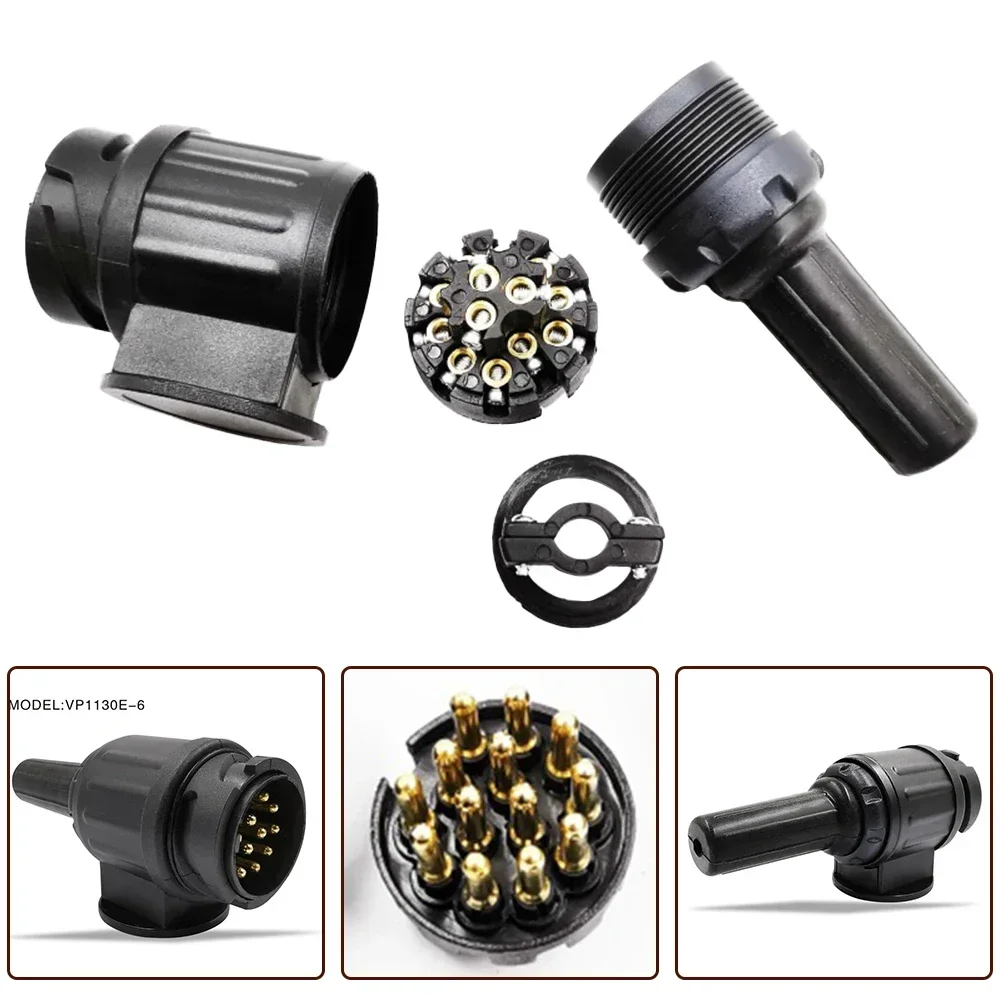 Car Accessories 13pin Plug Car Towbar Adapter Trailer Plug Waterproof 12V ABS Black Car Trailer Socket Electronic