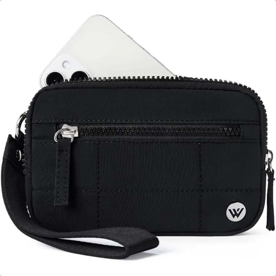 

WESTBRONCO Wristlet Wallets for Women Nylon Quilted RFID Wallet with 3 Zipper Purse for Travel