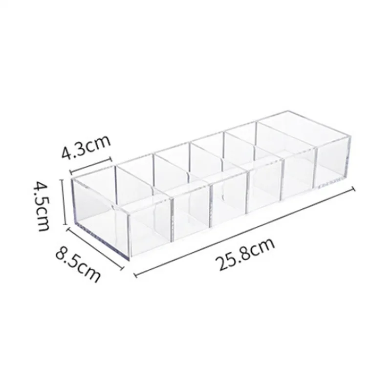 1/2PCS 6 Grids Detachable Makeup Holder Necklace Earrings Organizer Acrylic Cosmetics Storage Box Makeup Holder