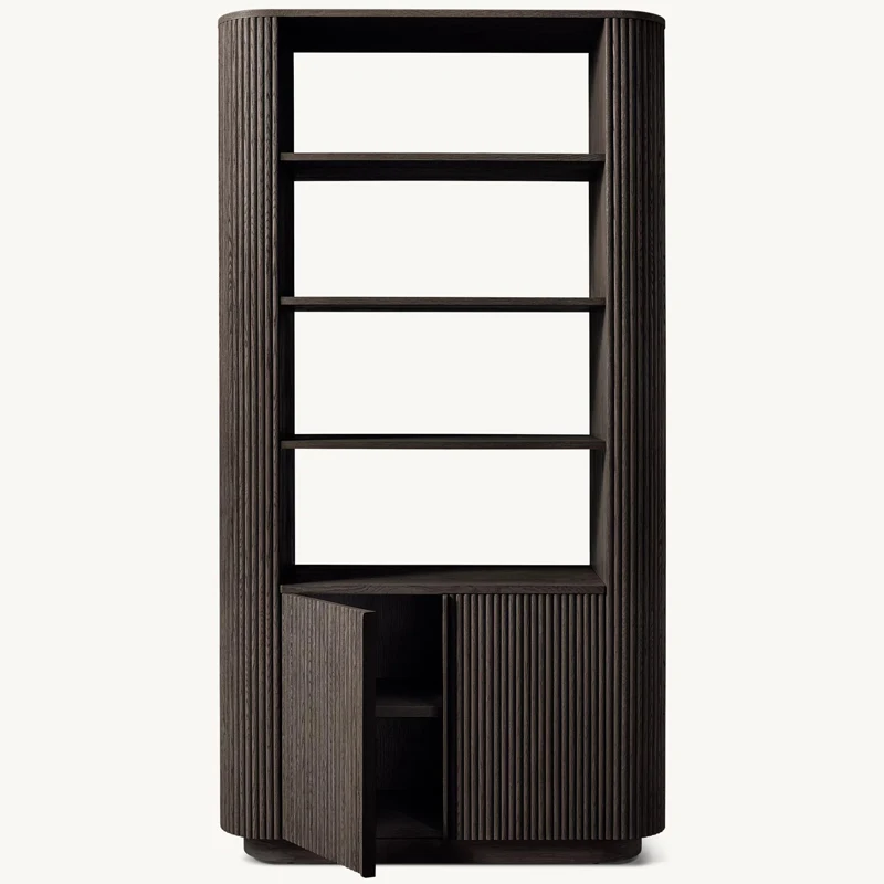 Libreria retrò a doppia anta in legno massello, libreria americana semplice e lussuosa, soggiorno, studio, villa, libreria domestica