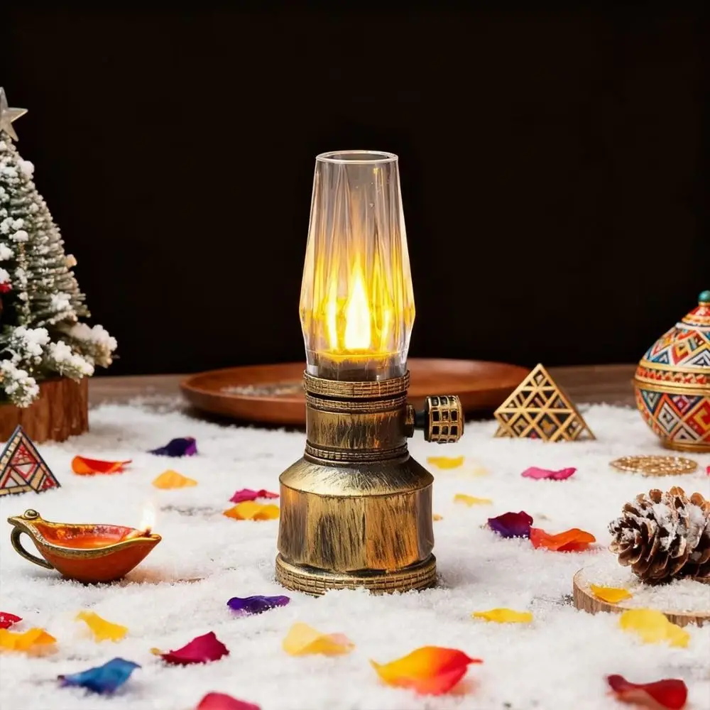 New Battery Operated Electronic Lamp LED Light Clear Flameless Oil Lamp Night Light Home Decor